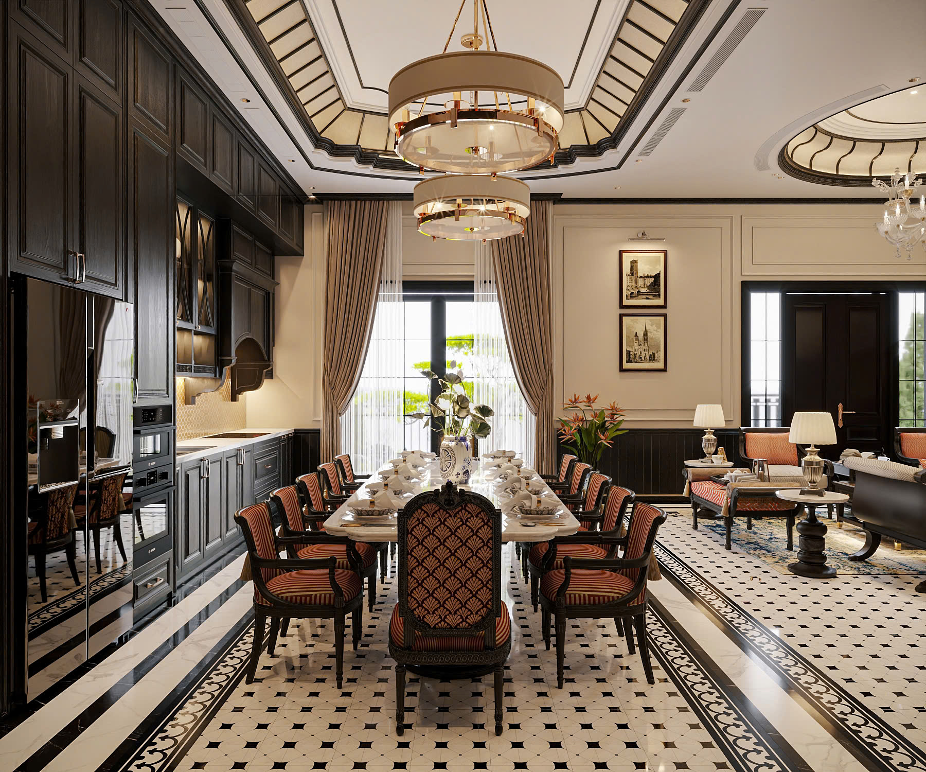 Mẫu nội thất nhà phố phong cách indochine