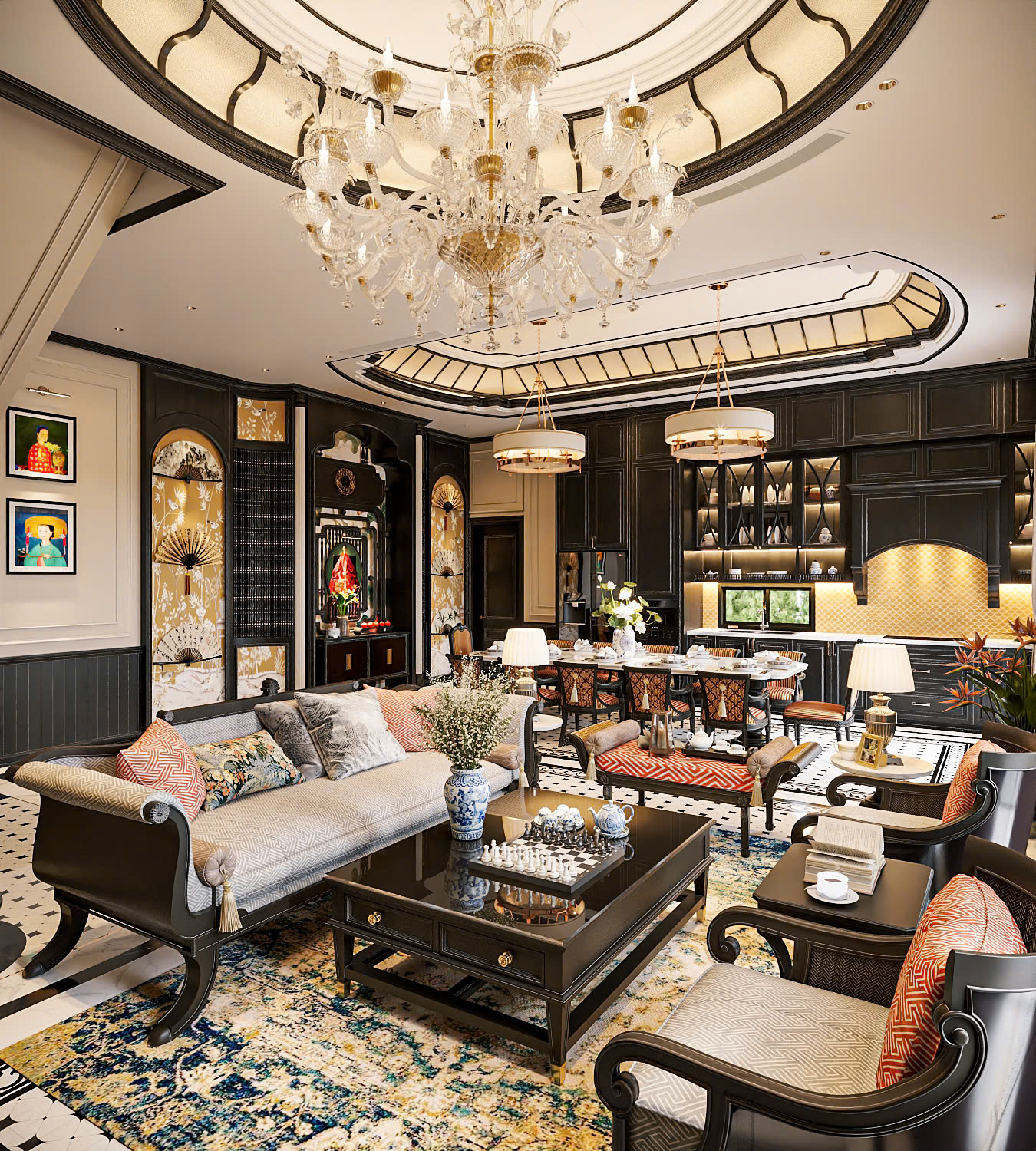 MẪU NỘI THẤT NHÀ PHỐ PHONG CÁCH INDOCHINE 